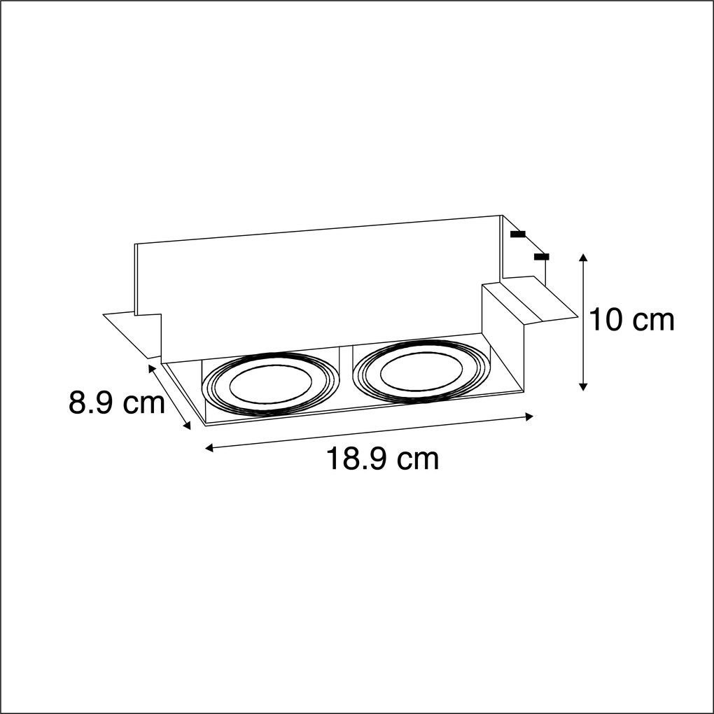 Foco de encastrar preto oriéntavel 2-luzes trimless - ONEON 2 Moderno