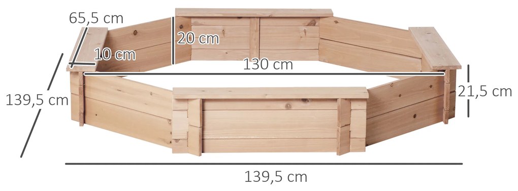 Caixa de Areia de Madeira para Crianças Caixa de Areia Infantil com Cobertura de Poliéster 140x140x21,5 cm Madeira e Azul