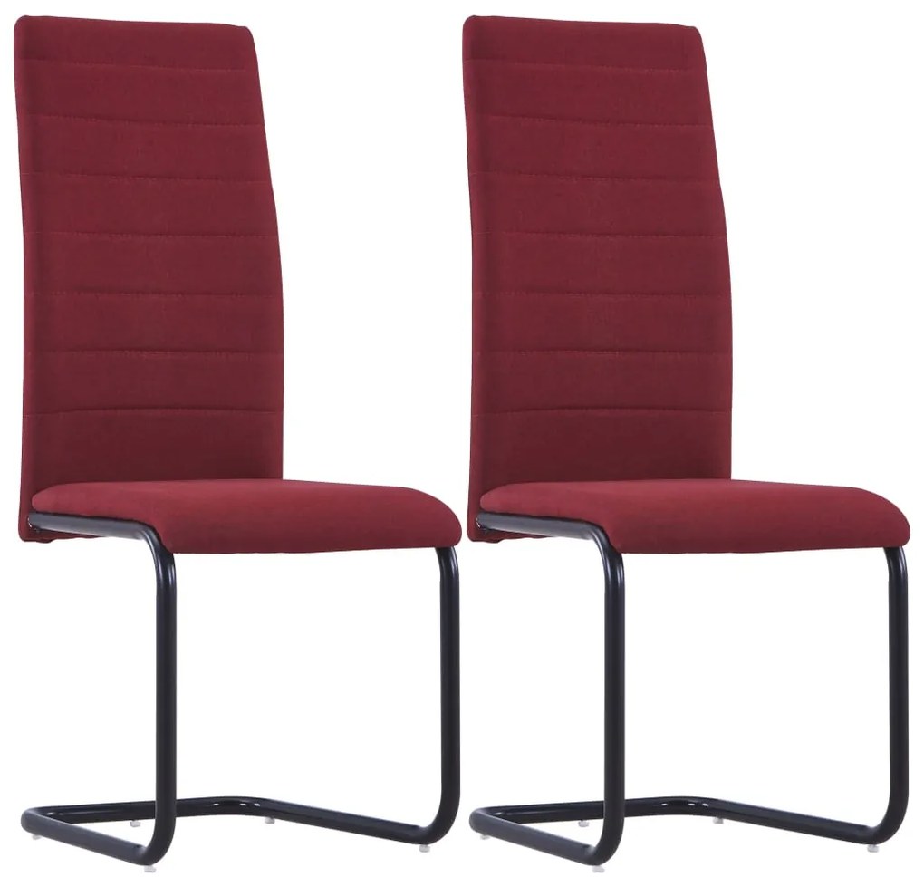 vidaXL Cadeiras de jantar cantilever 2 pcs tecido vermelho tinto