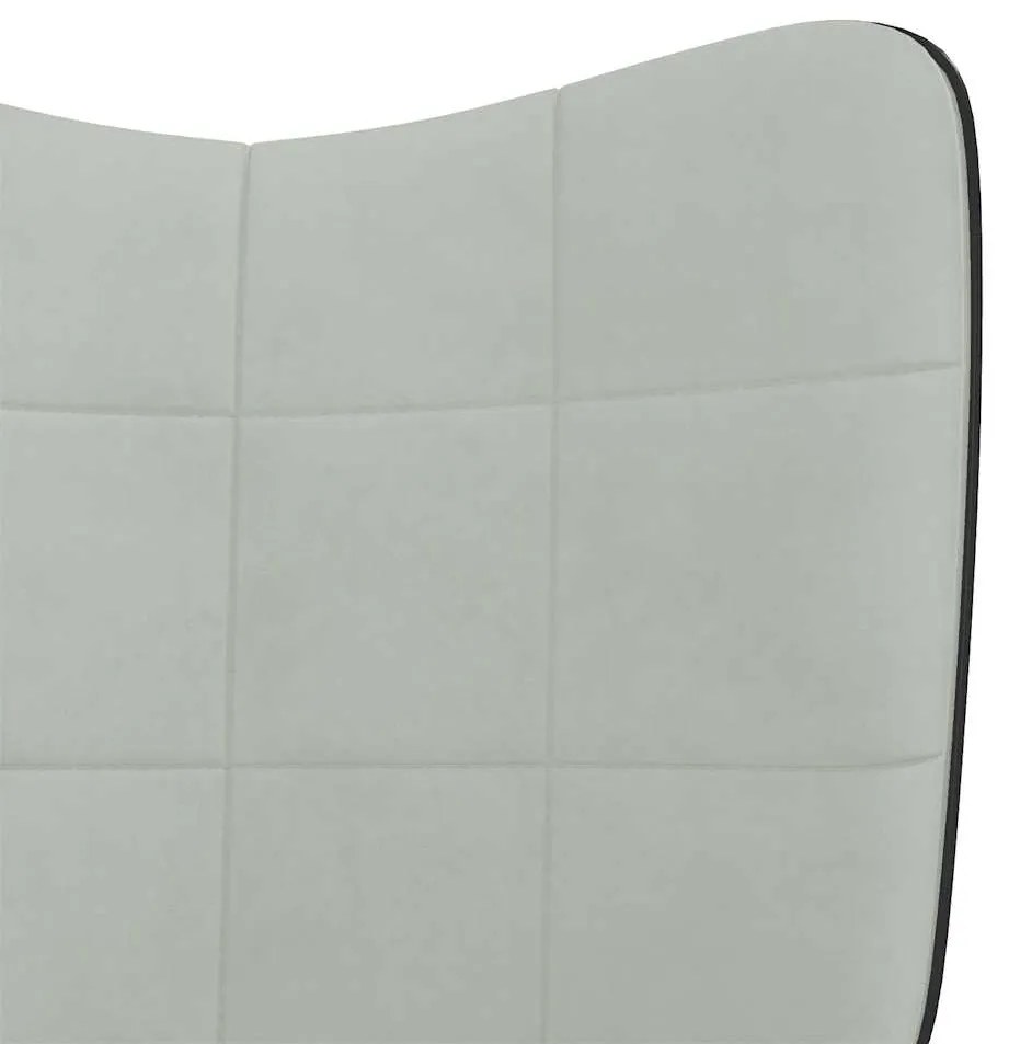 Cadeira de baloiço PVC e veludo cinzento-claro