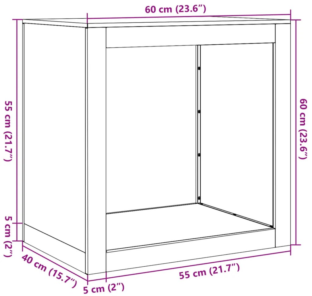 Suporte para lenha 60x40x60 cm aço branco