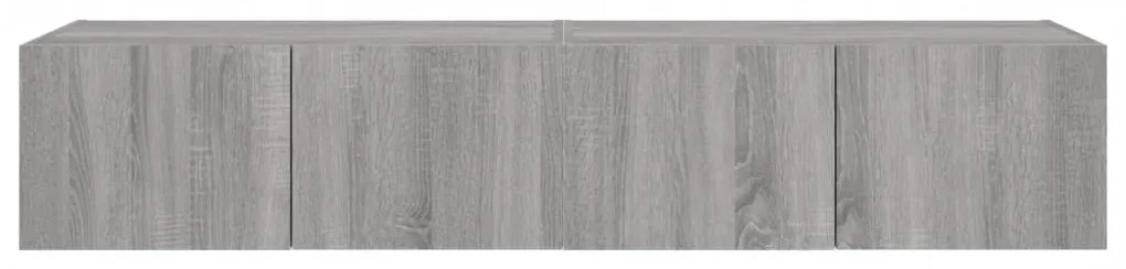 Móveis de parede para TV com luzes LED 2 pcs cinzento sonoma