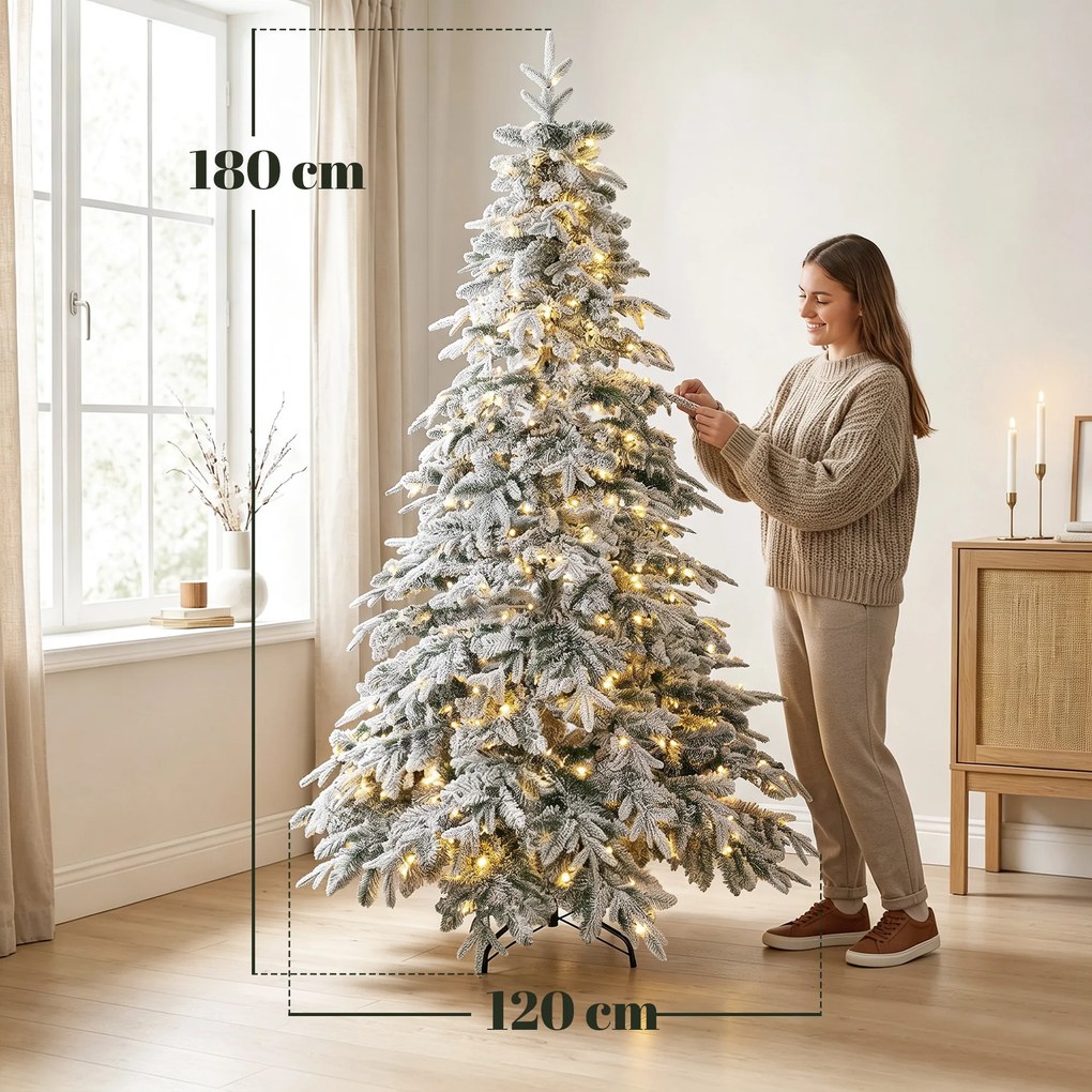 Árvore de Natal Artificial Nevada, 120 x 120 x 180 cm, Pré-iluminada, Verde