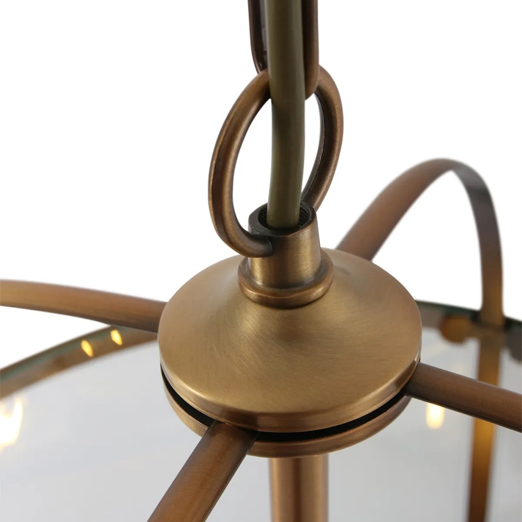 Candeeiro suspenso vintage bronze com vidro transparente 4 luzes - Pimpernel Clássico / Antigo