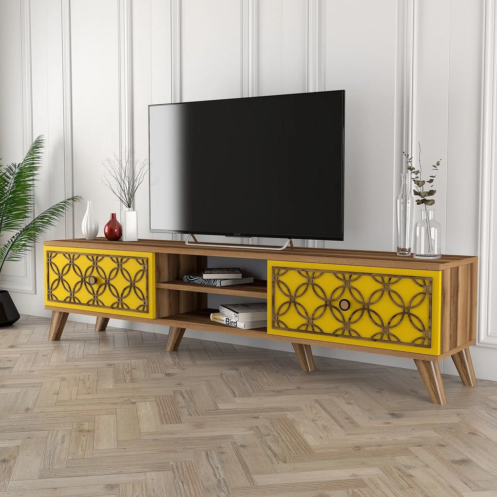 Móvel TV Class – Nogueira Amarela – 180 cm x 44 cm x 35 cm