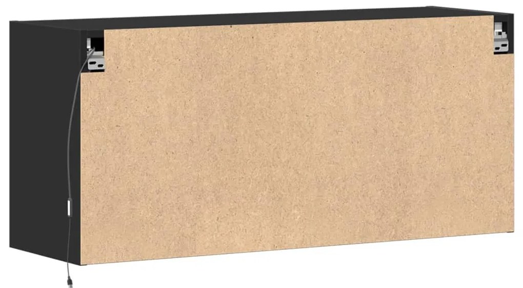 Móvel de parede para TV com luzes LED 100x31x45 cm preto