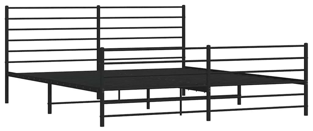Estrutura de cama com cabeceira e pés 193x203 cm metal preto