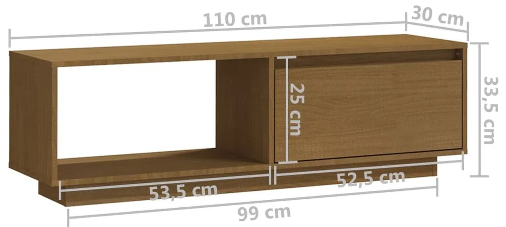 Móvel de TV 110x30x33,5 cm pinho maciço castanho mel