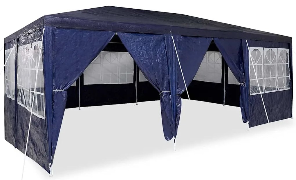 Tenda para festas com 10 lados azuis 6x4 m PE