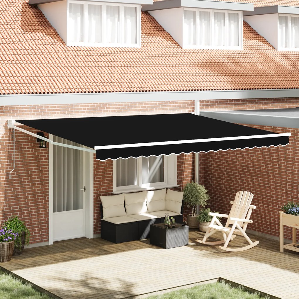 Toldo Retrátil Automático vidaXL Preto 450x300 cm