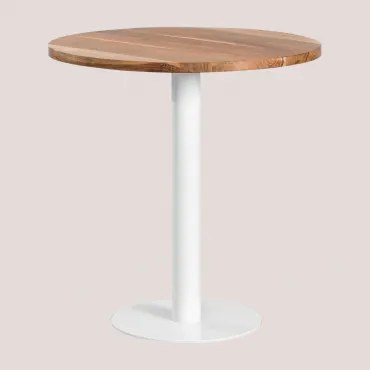 Mesa De Bar Redonda Em Madeira De Acácia Xiren Madeira De Acácia - Branco & Ø70 Cm - Sklum