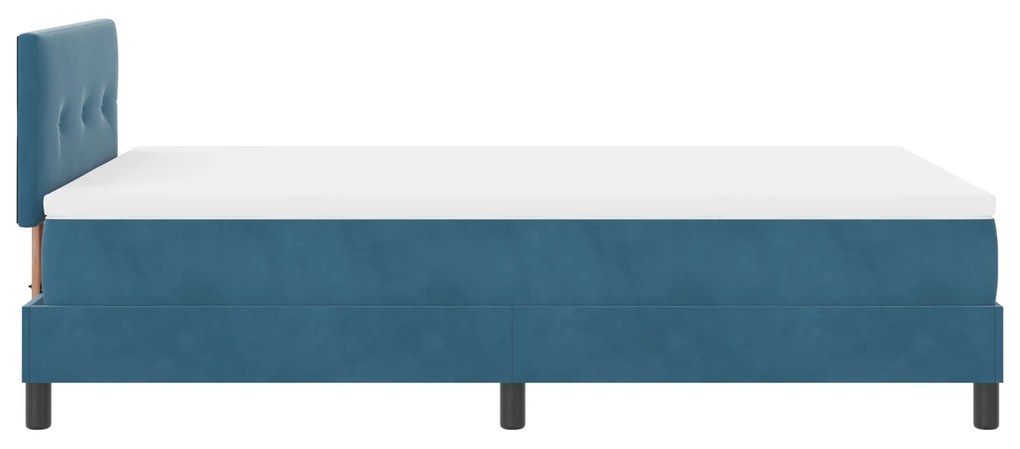 Cama Box Spring com Colchão Azul Escuro Pequena Cama de Veludo