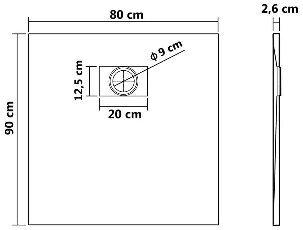 Base de chuveiro SMC 90x80 cm preto