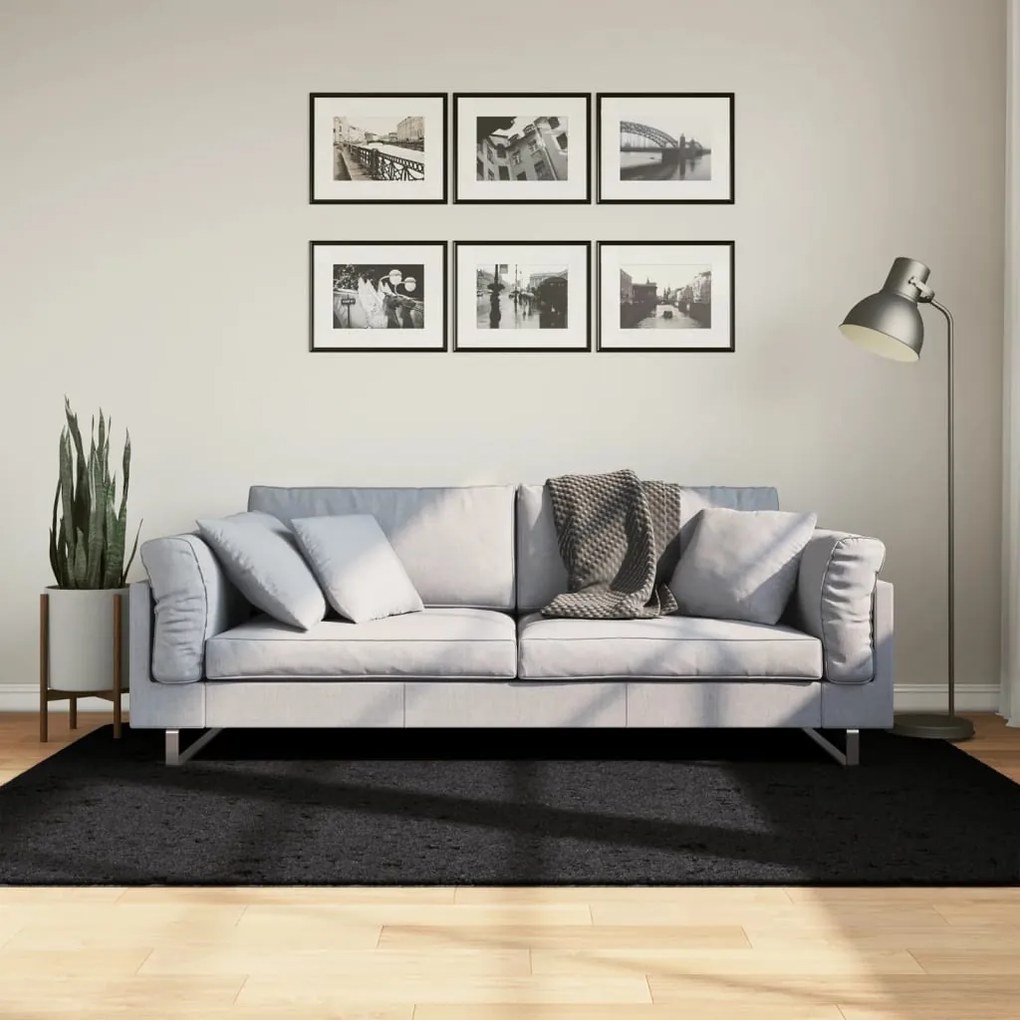 vidaXL Tapete de pelo curto OVIEDO 140x200 cm preto