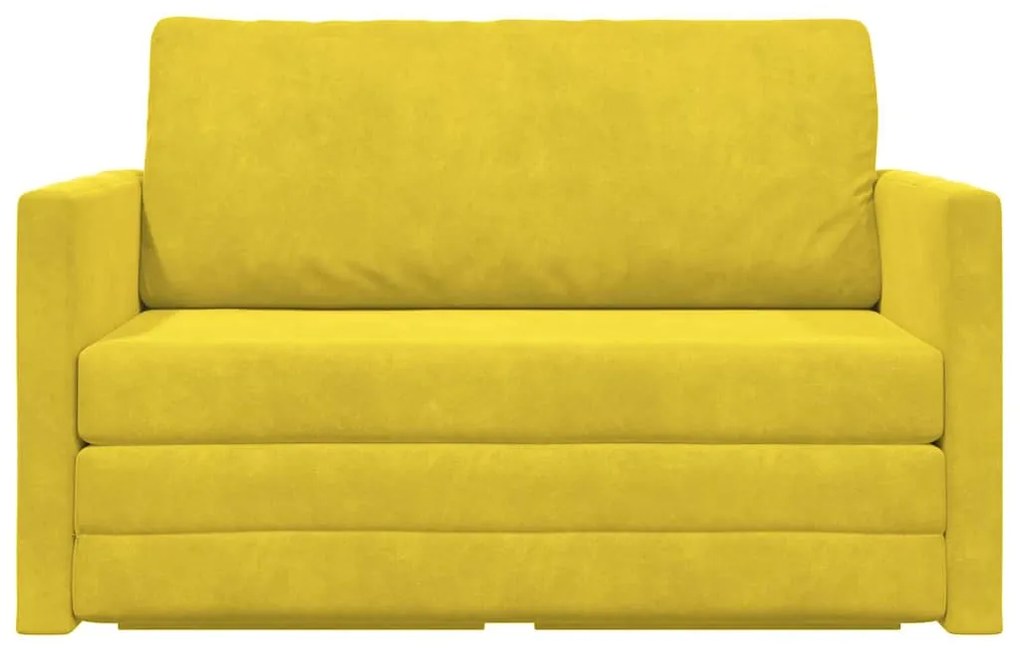 Sofá-Cama de Chão 2 em 1 Amarelo 124x204x61 cm Veludo