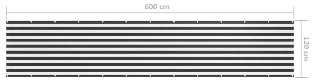 Tela de varanda 120x600 cm tecido Oxford antracite e branco