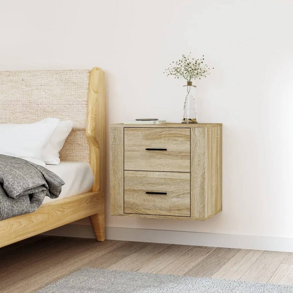 816859 vidaXL Mesa de cabeceira de parede 50x36x47 cm carvalho sonoma