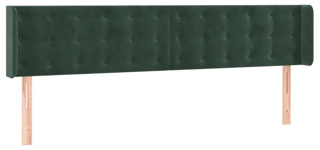 Cabeceira cama c/ luzes LED veludo 183x16x78/88 cm verde-escuro