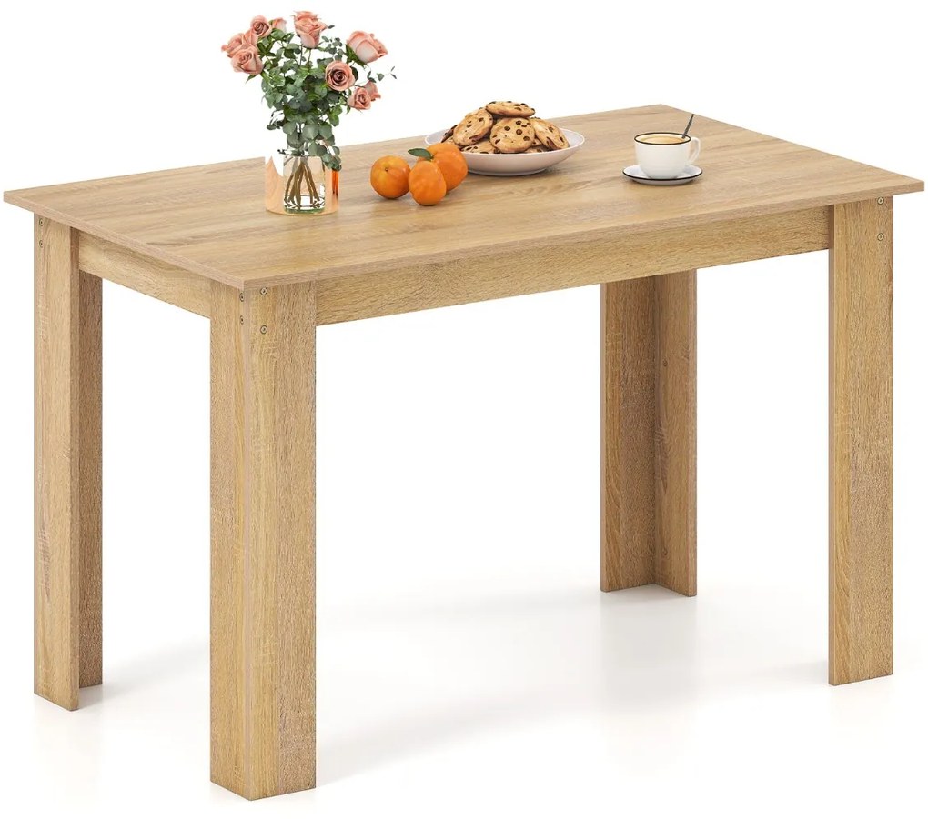 Mesa de jantar em madeira para 4-6 pessoas com pés em L para sala de jantar 120 x 70 x 75 cm 120 x 70 x 75 cm Natural