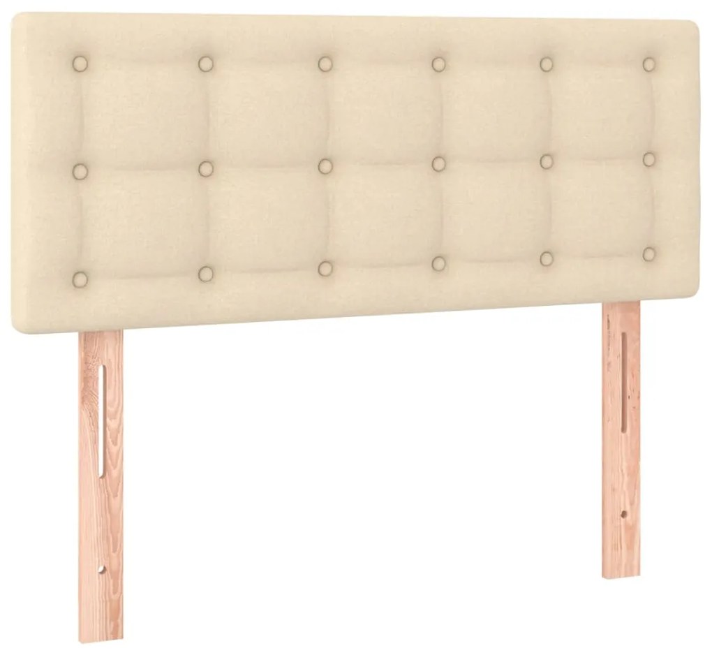 Cama box spring c/ colchão e LED 120x190 cm tecido cor creme