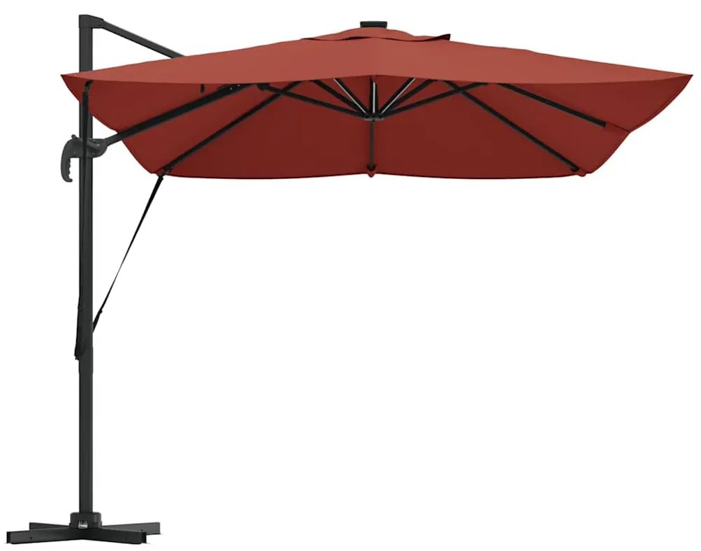 Guarda-Sol Roma Cantilever com LEDs Terracota 352x251x265 cm - Alumíni
