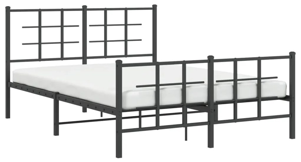 Estrutura de cama com cabeceira e pés 140x200 cm metal preto