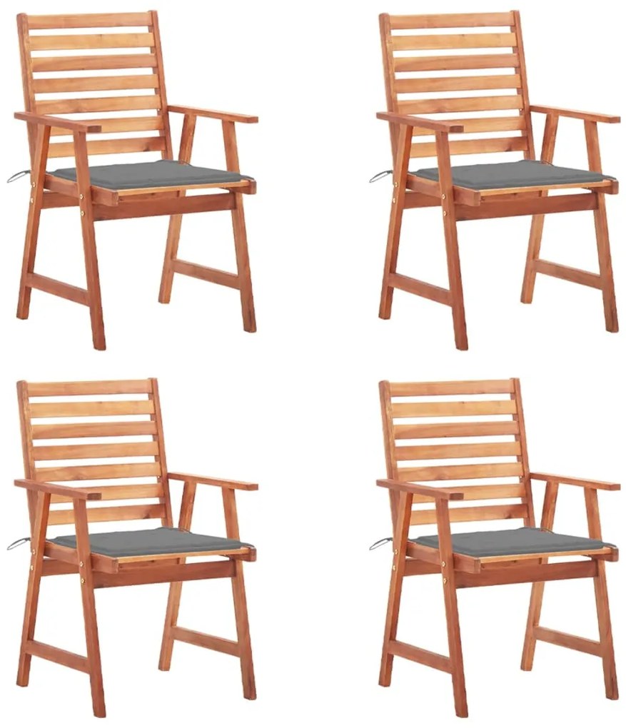 vidaXL Cadeiras de jantar p/ jardim 4 pcs c/ almofadões acácia maciça