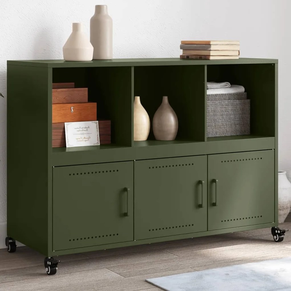 vidaXL Aparador 100,5x39x72 cm aço verde-azeitona
