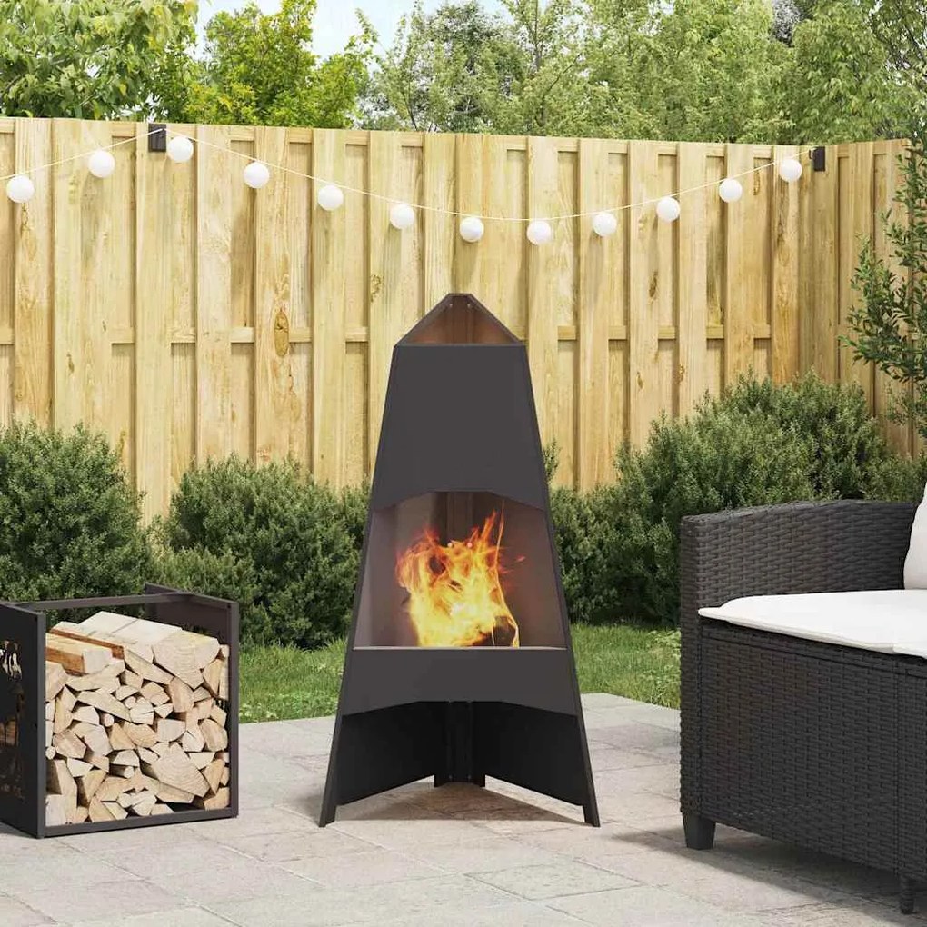 Fogueira Pyramid vidaXL Preta 50x45x95 cm Aço