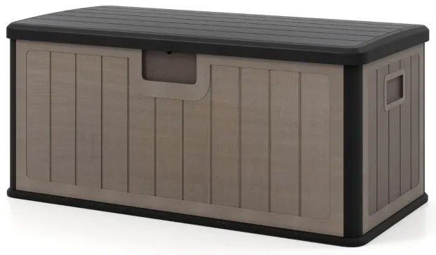 Caixa Grande para exterior 378L Armazenamento almofadas em Resina Interior Exterior com Tampa e Fecho Preta e castanha