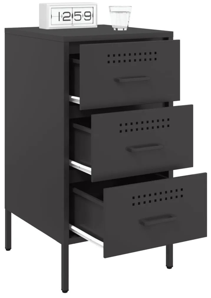 Mesas de cabeceira 2 pcs 36x39x68 cm aço preto