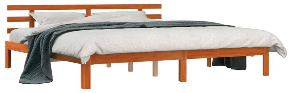 Estrutura de Cama Castanho Ceroso 200x200 cm Madeira Maciça de Pinho
