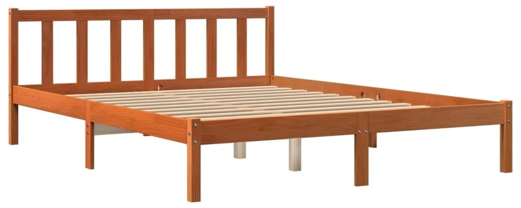 Cama sem colchão 160x200 cm madeira pinho maciço castanho-mel