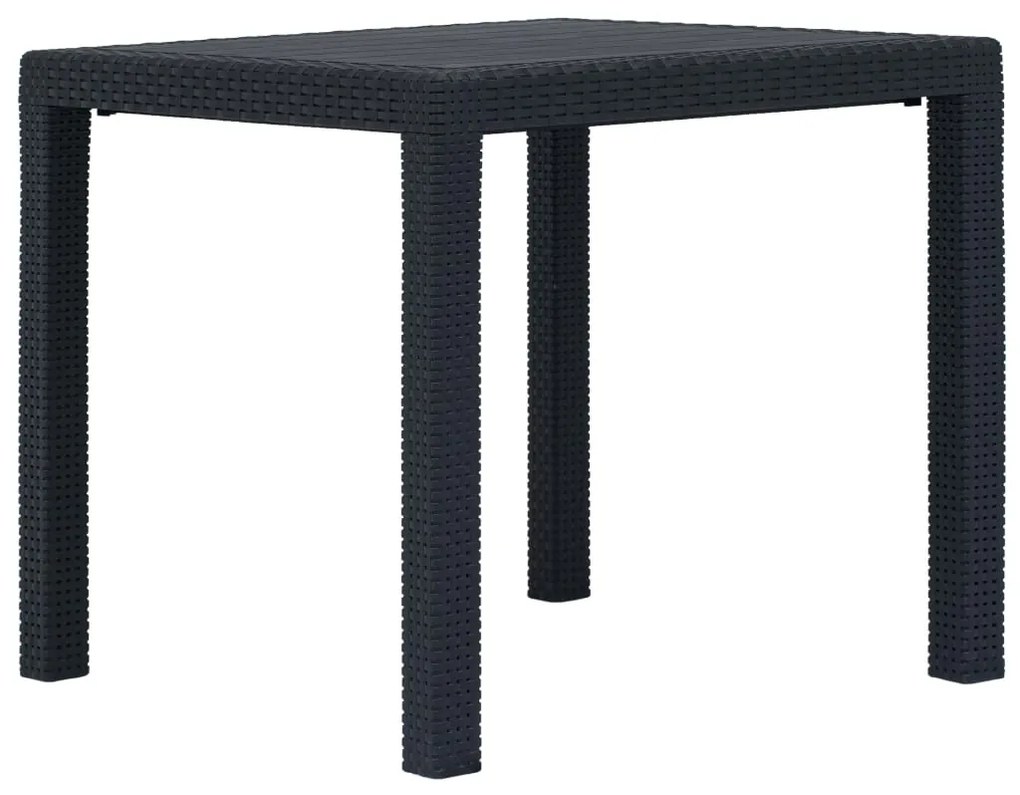 Conjunto bistrô 3 pcs plástico antracite com aspeto de vime