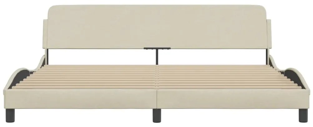 Estrutura de cama sem colchão 200x200 cm tecido cor creme