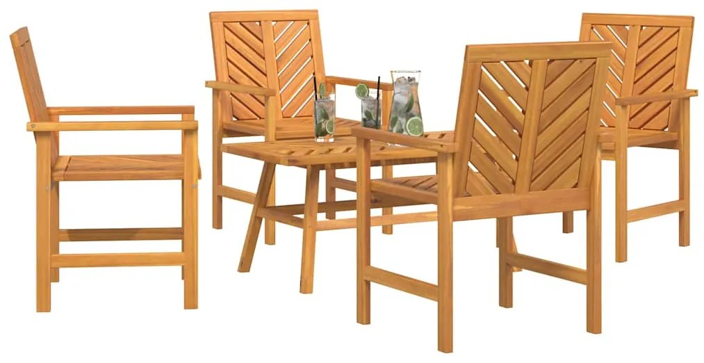 Conjunto de Lounge para Jardim de 4 Peças em Madeira Sólida de Acácia