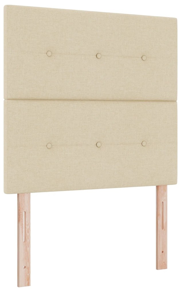 Cama Box Spring com Colchão &amp; Banco Creme 90x190 cm Tecido