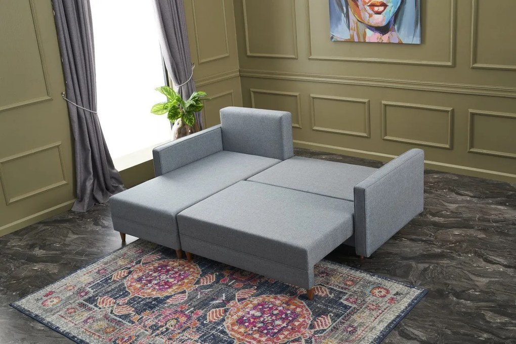 Sofá-Cama de Canto Aydam – Azul – 215x80x150 cm