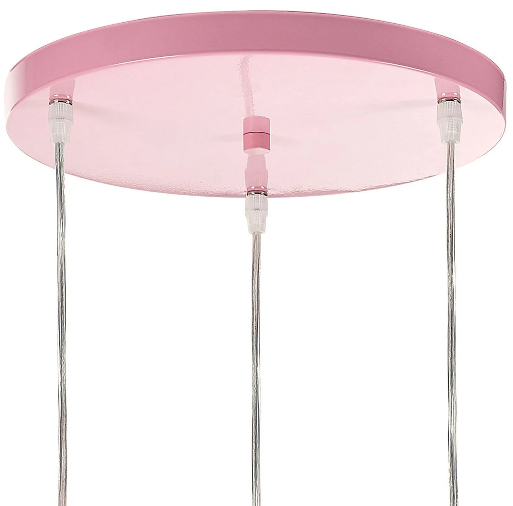 Candeeiro de teto em metal rosa com 3 abajures RABBIT Beliani