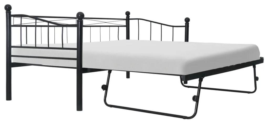 Estrutura de cama em aço 180x200/90x200 cm preto