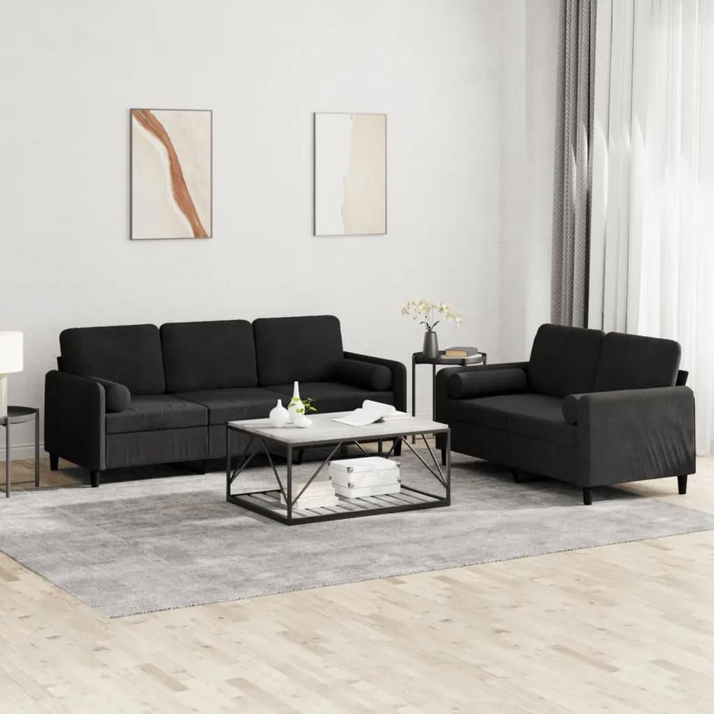 3202039 vidaXL 2 pcs conjunto de sofás com almofadas veludo preto