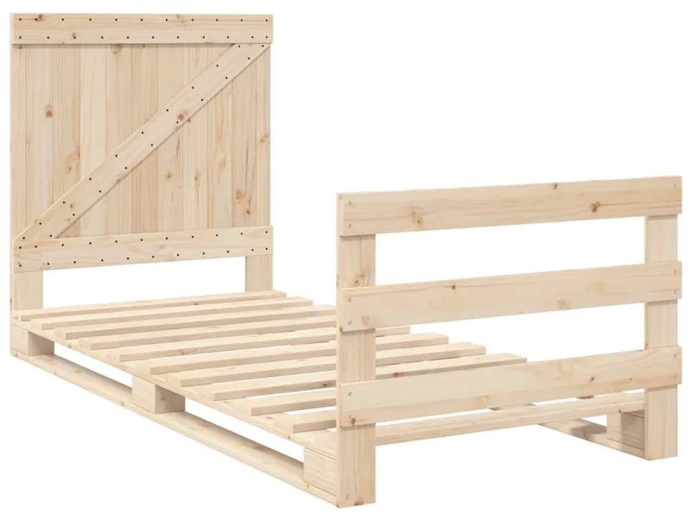 Estrutura de cama com cabeceira 90x200 cm pinho maciço