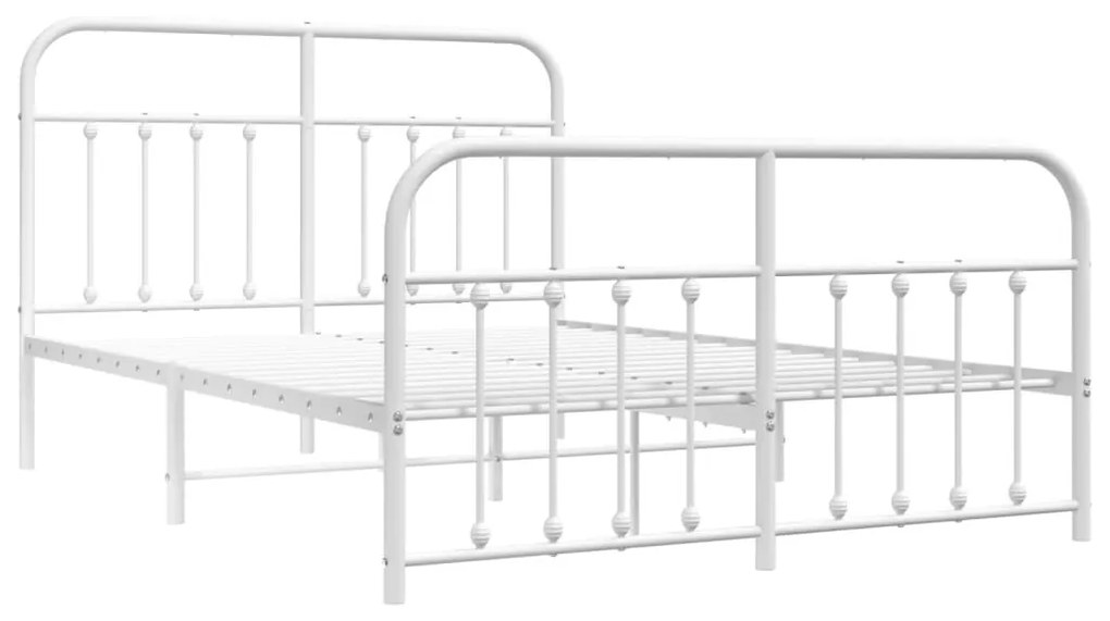 Estrutura de cama com cabeceira e pés 150x200 cm metal branco