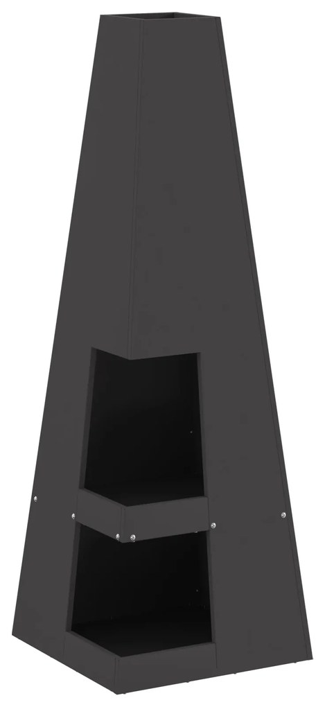 Fogueira vidaXL com Armazenamento para Lenha Preto 35x35x100 cm Aço