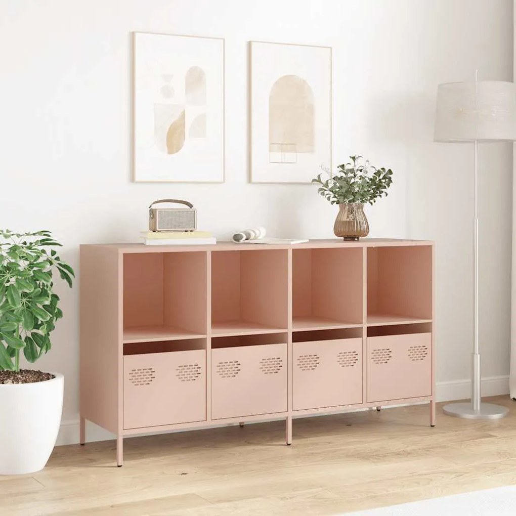 Aparador 135x39x73,5 cm aço laminado a frio rosa