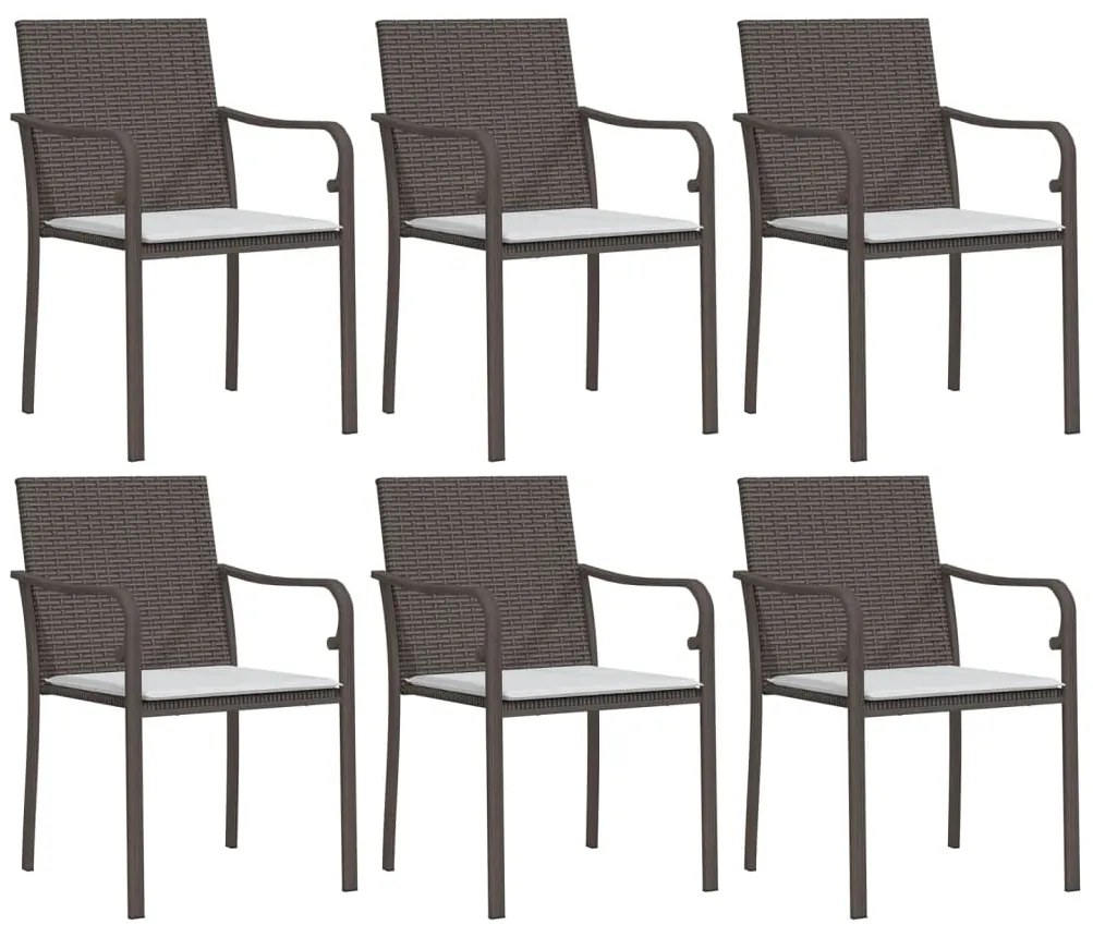 7 pcs conjunto de jantar p/ jardim c/ almofadões vime PE e aço