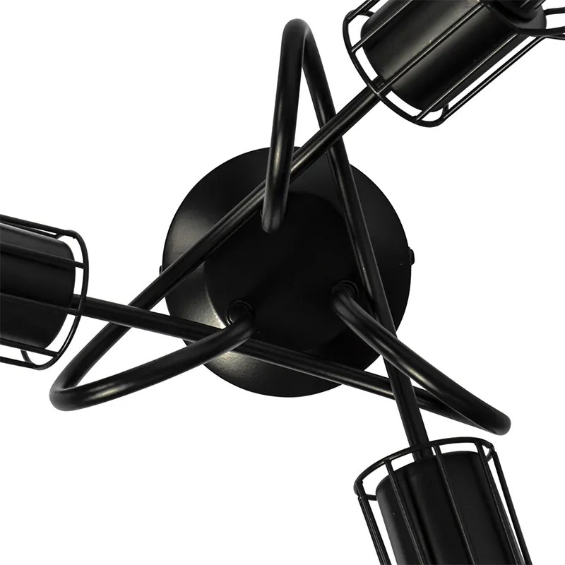Candeeiro de teto moderno preto 40 cm redondo 3 luzes - Botu Moderno