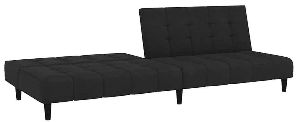 Sofá-cama de 2 lugares veludo preto