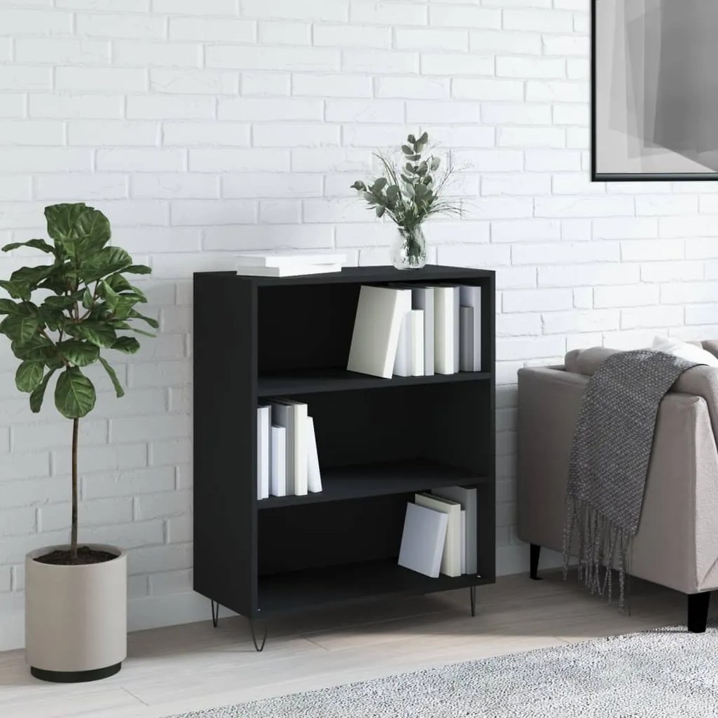 vidaXL Estante 69,5x32,5x90 cm derivados de madeira preto