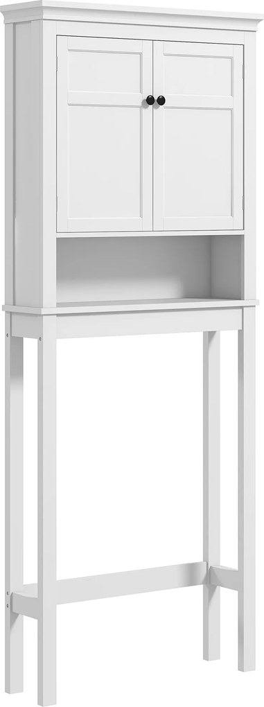 Móvel sobre Sanita Armário para Máquina de Lavar Roupa com 2 Portas Compartimento e Prateleira Ajustável 70x20x175 cm Branco